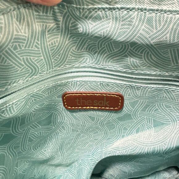 The Sak caramel brown leather messenger bag studded backpack Boho casual purse - Picture 4 of 10